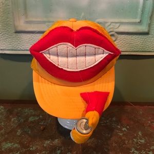 Vintage Hat Pull String Raises Beer to Lips Yellow